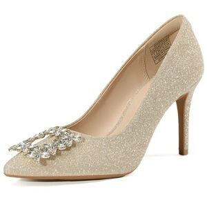NWT Gorgeous DREAM PARIS 8.5 Gold Bling Bling Pointed Toe Stiletto Sparkly Pumps